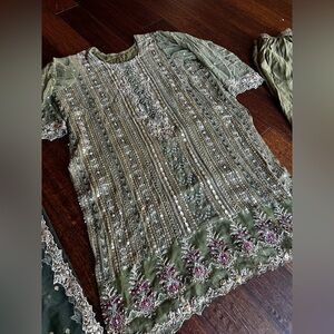 Embroidered Olive Pakistani Indian dress